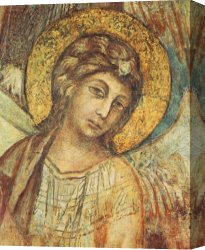Enthroned Canvas Paintings - Madonna Enthroned with the Child, St Francis and four Angels [detail #1] by Giovanni Cimabue